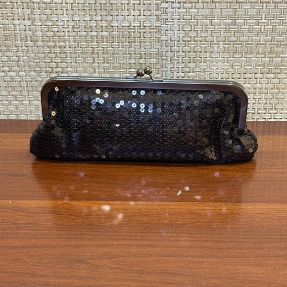🌟HP🌟VTG 2000s NWT Black Sequin & Gunmetal 2-Way Clutch Evening Bag by The Loft - Picture 3 of 11